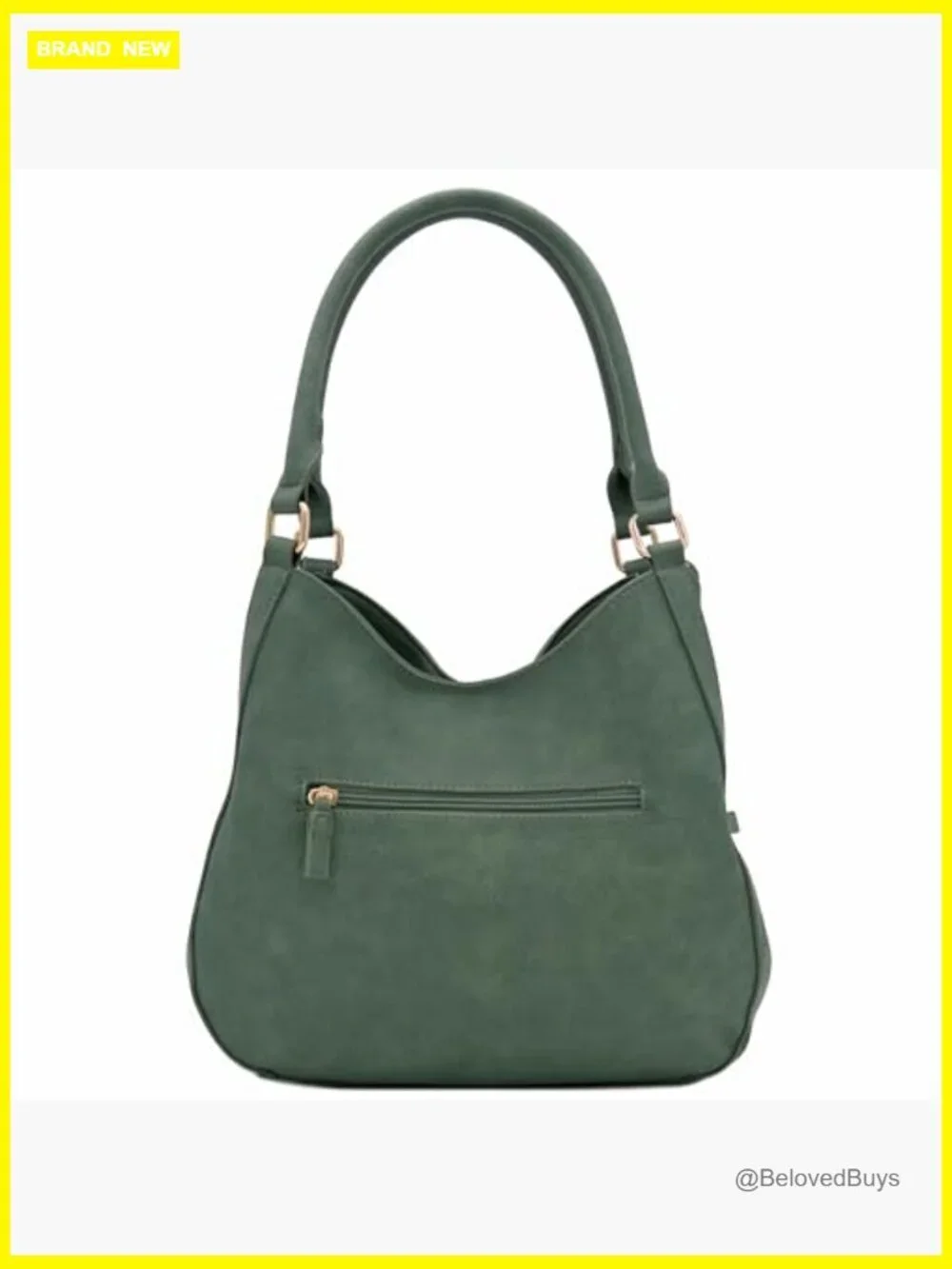 Lightweight 3 Compartment Faux Leather Hobo Bag Medium